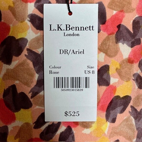 LK Bennett DR/Ariel 100% Silk Cocktail Dress - Watercolor Rose - 8 - Picture 9 of 12